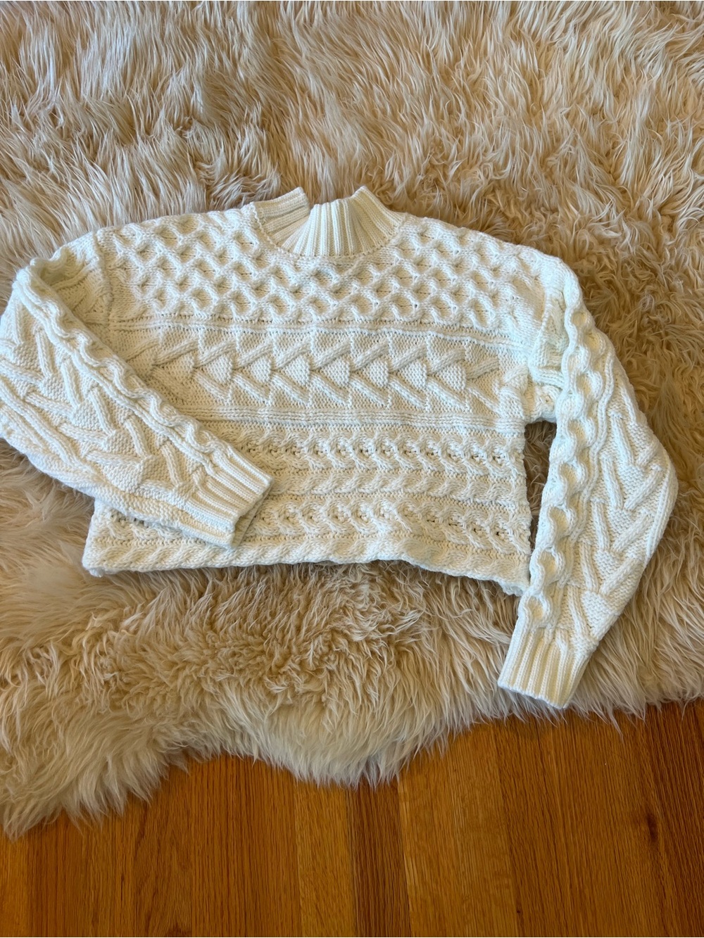 Forever 21 Cream Cable Knit Turtleneck Sweater